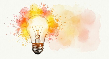 Watercolor Light Bulb Idea Concept Bright Innovative Creative Inspiration Design