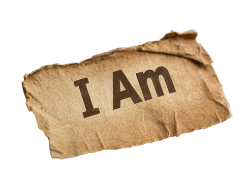 I am name tag transparent background creative display focused view conceptual identity