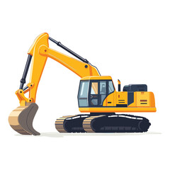 Obraz premium excavator isolated on a white background, Flat style vector illustration