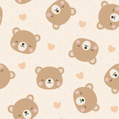 Animals Cute Seamless Pattern, adorable design for kids, vector illustration
