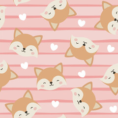 Animals Cute Seamless Pattern, adorable design for kids, vector illustration