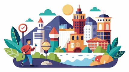 This image depicts a city exploration scene, emphasizing the discovery of hidden gems, the excitement of exploring unknown streets, and the overall vibrancy of urban life, providing a visually engagi