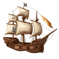 Majestic Pirate Ship Sailing the Open Sea Adventure and Danger Await,