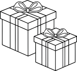 Two Wrapped Presents with Ribbons A Gift Set Illustration