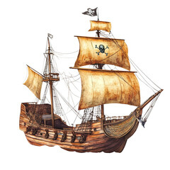 Majestic Pirate Ship Sailing the Open Sea Adventure Awaits