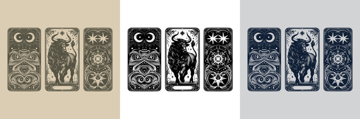 dynamic bull vector playing card tattoo design