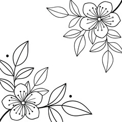 Elegant Black and White Floral Corner Design Elements
