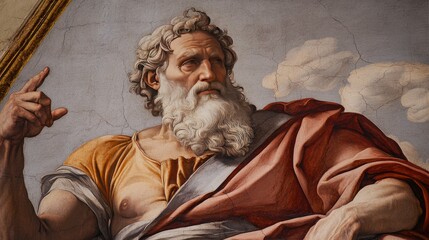 A Renaissance Painting of an Old Man Gesturing