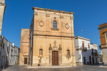 Chiesa Madre di San Brizio, sur la Piazza del Sole, à Calimera, dans les Pouilles, Italie