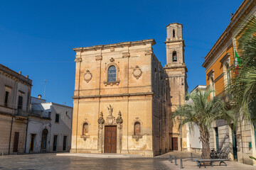 Fototapeta premium Chiesa Madre di San Brizio, sur la Piazza del Sole, à Calimera, dans les Pouilles, Italie