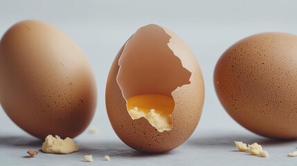 Egg cracking in slow-motion, high-protein breakfast symbolism