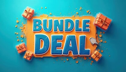 Colorful promotional graphic showcasing a bundle deal with gifts on a vibrant blue background