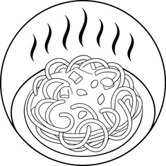 Steaming Hot Spaghetti Plate, Italian Cuisine, Delicious Food Illustration