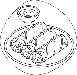 Delicious Vietnamese Fresh Spring Rolls with Dipping Sauce Illustration