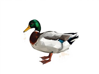 Obraz premium Expressionist Duck on a Geometric Canvas