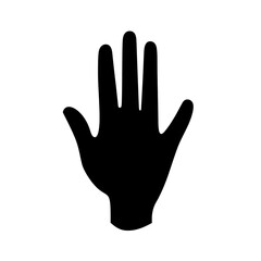 Fototapeta premium Black Silhouette Of A Human Hand Showing Five Fingers