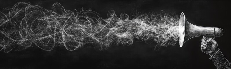 Megaphone with Abstract Smoke Background