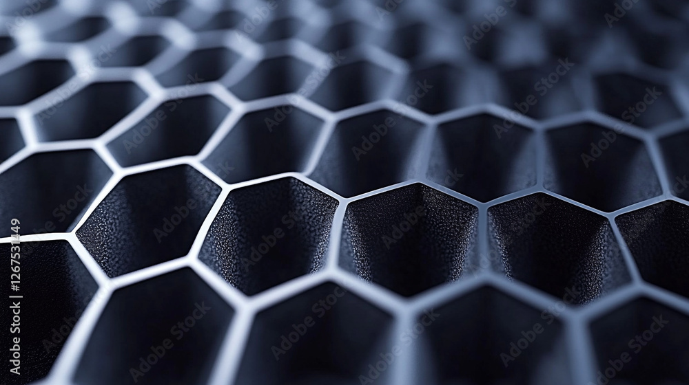 Poster intricate structure of a geometric honeycomb pattern showcasing depth and texture in a bold monochro