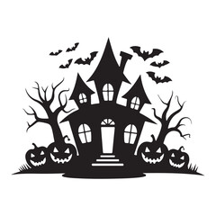 halloween pumpkin and house