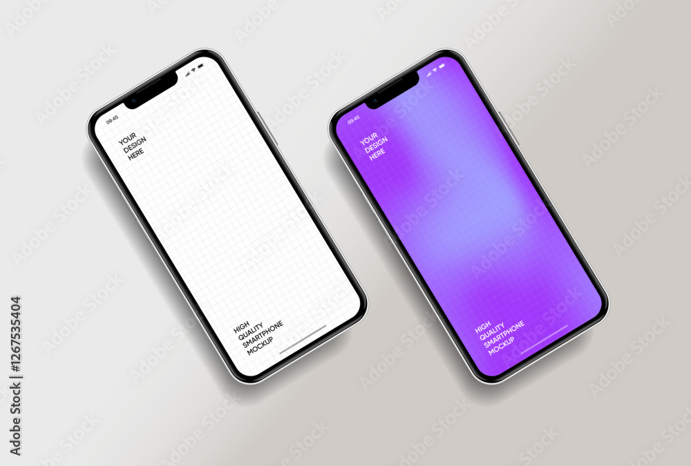 Aufkleber Realistic smartphone mockup. Mobile phone vector with isolated on white background. Device front view. 3D mobile phone with shadow. Realistic, high quality smart phone mockup for ui ux presentation.