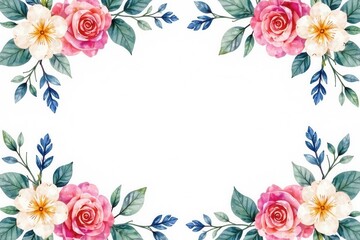 Watercolor floral garland with hydrangeas and roses, floral garland, hydrangeas, flower arrangement