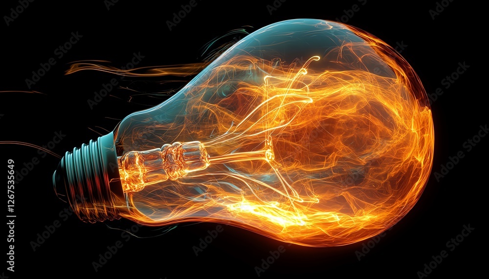 Poster conceptual depiction of ideas manifested in an abstract light bulb form