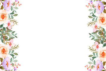 Watercolor flower border for wedding, birthday, card, background, invitation, wallpaper, sticker, decoration etc.