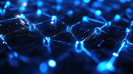 Cryptocurrency blockchain network background. Bright glowing symbols. Futuristic big data information. Graphic concept for your design