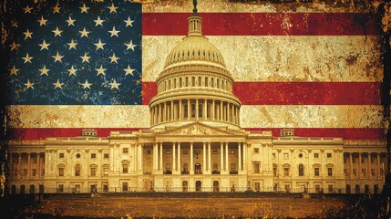 Patriotic majesty us capitol under a vibrant american flag