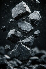 Falling Rock Fragments Dark Stone Material Texture