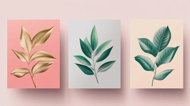 Luxury Natural Wedding invite Card for summer and spring seasons. Design With gold leaves minimal style decoration. Vector