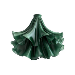 Emerald Green Silk Ball Gown Skirt - Elegant Draped Fabric
