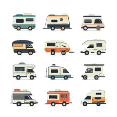 Fototapeta premium A Collection of Retro Camper Vans Ready for Adventure
