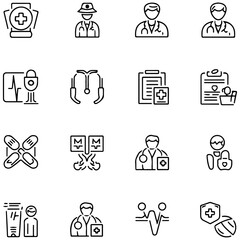 Healthcare set of web icons in line style. Medicine and Health Care linear icon collection..............