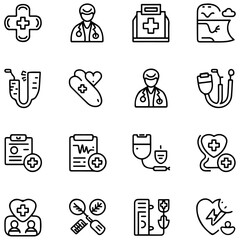 Healthcare set of web icons in line style. Medicine and Health Care linear icon collection...............
