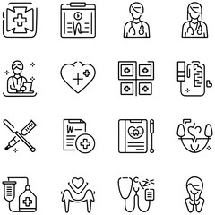 Healthcare set of web icons in line style. Medicine and Health Care linear icon collection............