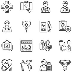 Healthcare set of web icons in line style. Medicine and Health Care linear icon collection........