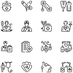 Healthcare set of web icons in line style. Medicine and Health Care linear icon collection......