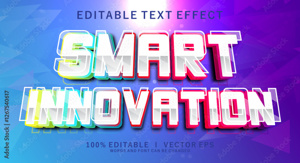 Poster smart innovation 3d vector text effect with modern style design