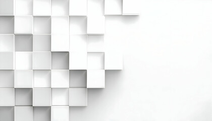 Obraz premium Random shifted white cube boxes block background wallpaper banner with copy space