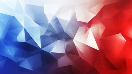 Obraz premium Technology bright low poly connection abstract background. Blue and red blurred futuristic vector design