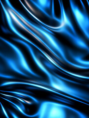 Obraz premium Blue satin fabric flowing with light, creating a visually interesting abstract textile texture.