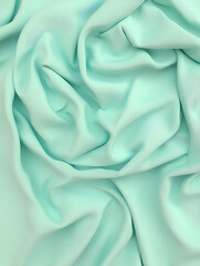 Obraz premium Soft, flowing fabric in a light turquoise hue, draped artfully with gentle folds and subtle shadows.