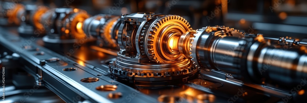 Poster close-up view of automatic gears in motion highlighting intricate mechanical design