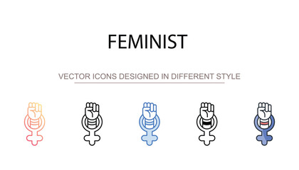 Feminist icon design with white background stock illustration