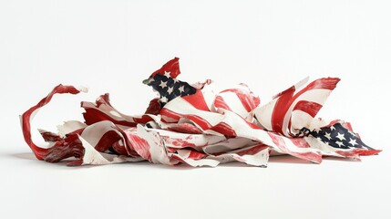 Shredded US Flag Fallen Symbolism of Loss and Decline