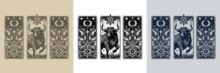 vintage bull vector playing card tattoo design