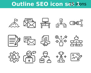 set of business icons, Security, occupation, management, newsletter, data, share,icon set