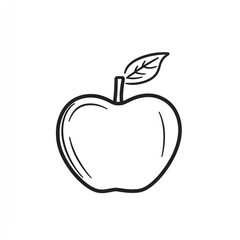 Hand-drawn apple illustration, white background, healthy food concept