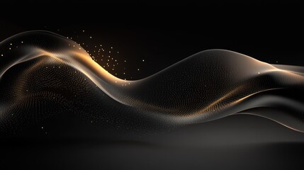 Abstract Golden Wave on Black Background: Elegant Design
